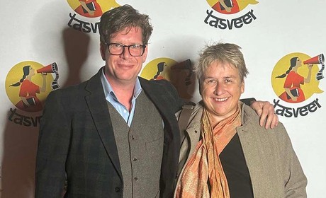 John Trafton and Kirsten Moana Thompson on red carpet at film festival