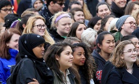 group of people showcasing the diversity on campus