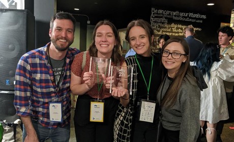 Student with film festival awards
