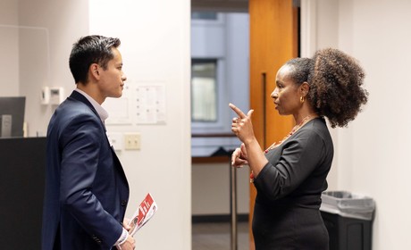 Mentor and student in a discussion