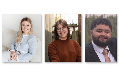 Headshots of three SU students