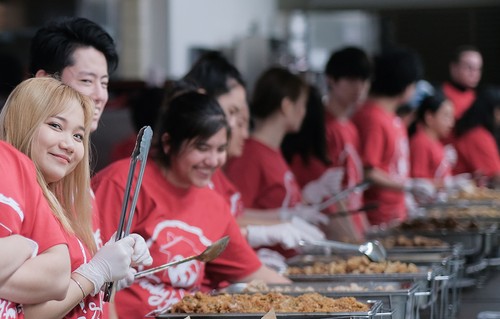 Volunteers preparing to serve food at International Student Center's Annual International Dinner