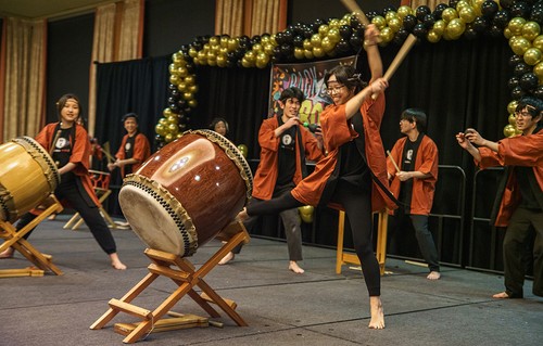 A group of drummers performing at the 2024 International Dinner