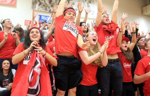 Redhawk Students Cheer from the Stands