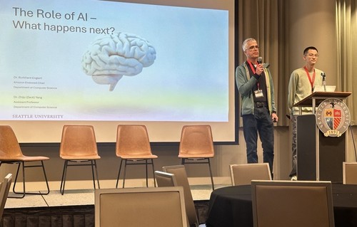 Computer Science faculty Burkhard Englert and Zhiju (Zack) Yang gave the presentation 