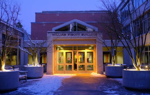 Pigott Building west entrance in winter