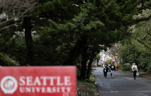 Walkway on campus with trees