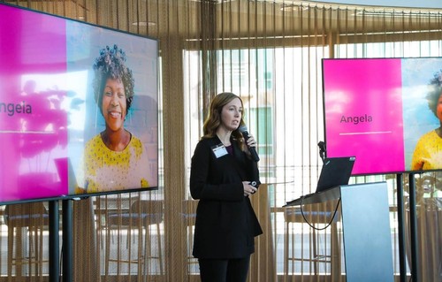 Heidi Dishneau doing her pitch at the 2023 Harriet Stephenson Business Plan Competition