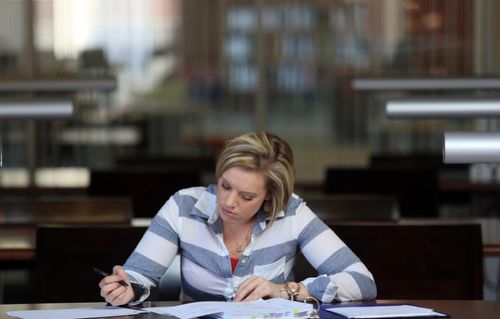 Student studying at desk