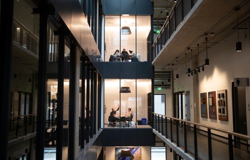 students in study rooms