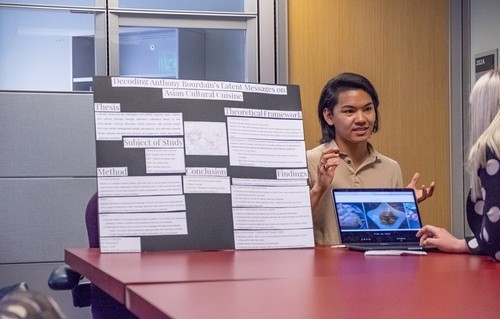 Student making a capstone presentation