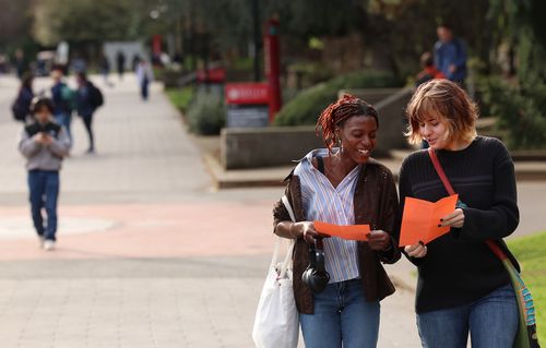 Students walking on campus