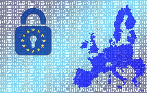 EU digital regulation sign with European map