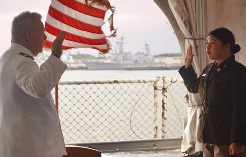 Cadet commissioning aircraft carrier