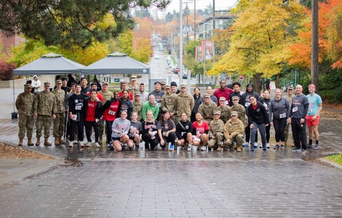ROTC Cadets outside and in running clothes