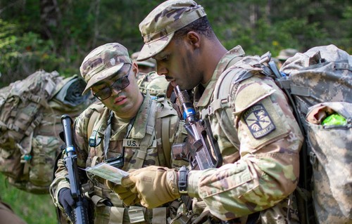 ROTC cadets going over plans