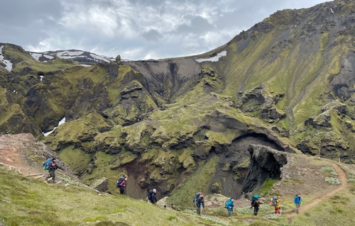 Hikers on mountainous terrain
