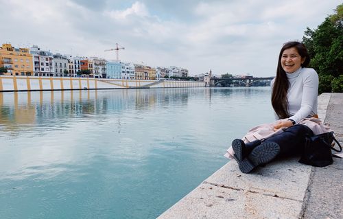 Woman by riverside