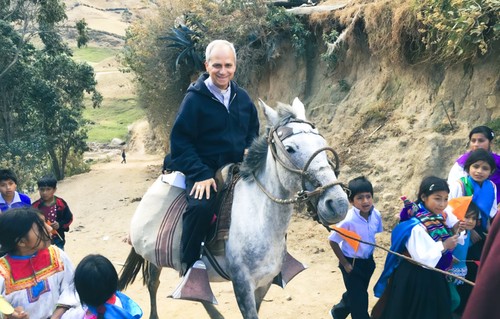 A photo of Pope Francis on a horse in South America