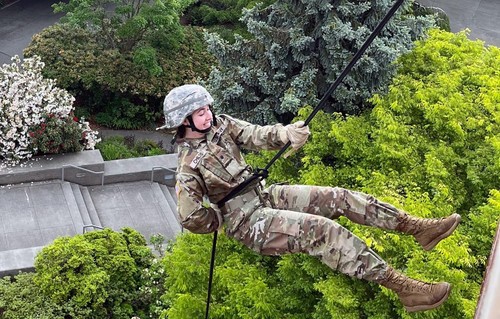 Nursing Cadet Jaiden Childs Rappelling at SU