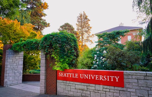 Seattle University campus entry sign