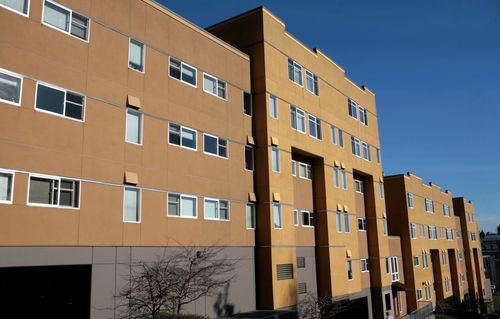 earth-toned facades of the Murphy apartment building complex