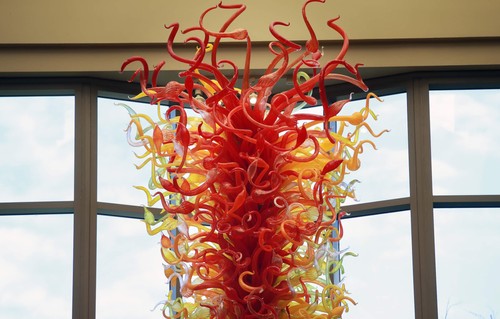 Chihuly sculpture in the east entrance of Pigott Building