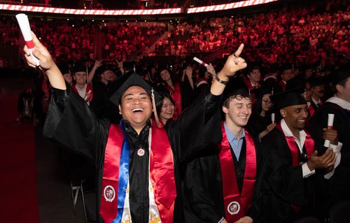 Undergraduate student at commencement ceremony