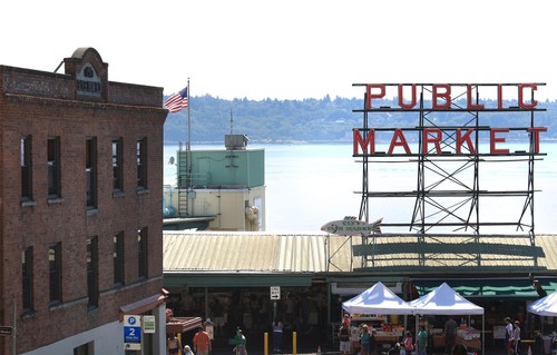The Public Market sign at Pike Place Market.