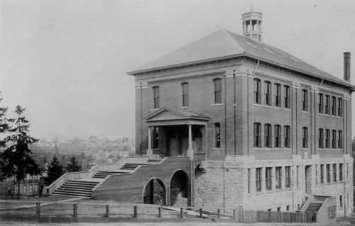 Archival photo of the Garrand building