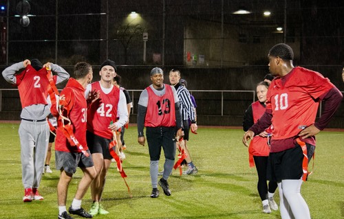 Cadets in flag football uniforms