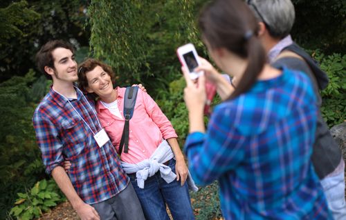 parent and student on campus