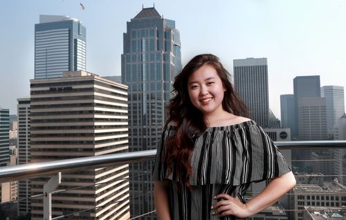 an intern on a balcony