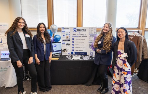 Students at the Harriet Stephenson Business Plan Competition trade show