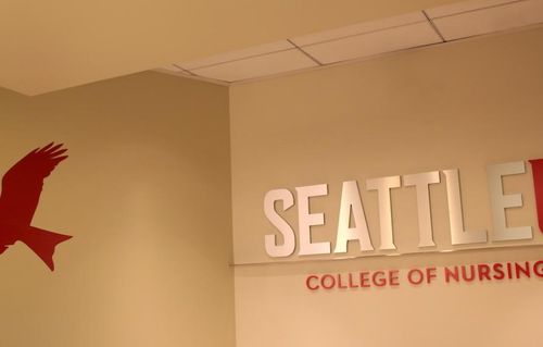 Interior shot of College of Nursing signage