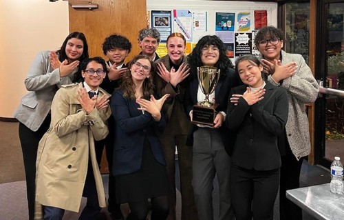 This year's Ethics Bowl team showcasing the big win at the Northwest regionals. 