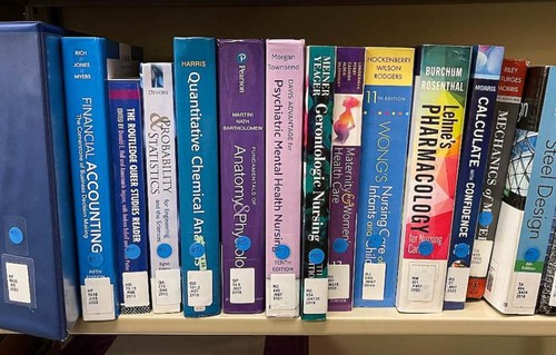 A graphic of library books