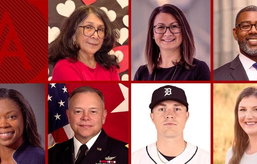 A photo collage featuring this year's alumni award winners