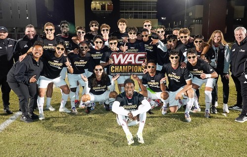 Group shot of men's soccer WAC champs