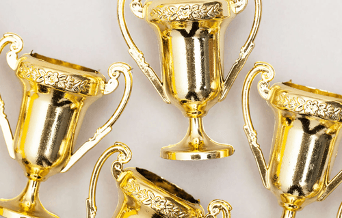 Series of gold trophies