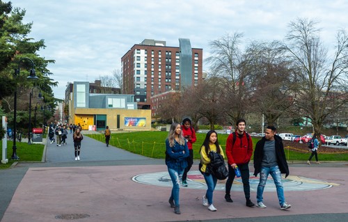 students walking