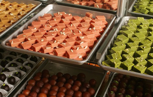 A display case full of Punjab sweets