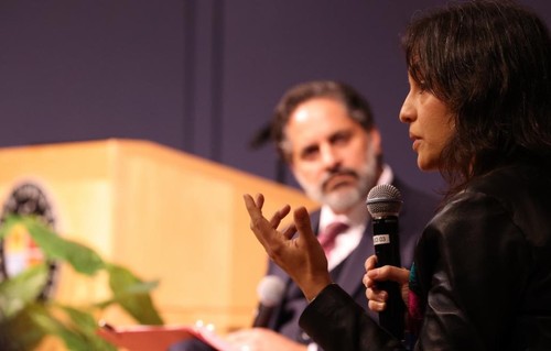 Monica Guzman on campus