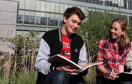 A student reading a book