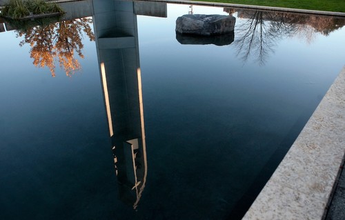 water reflection pool outside chapel