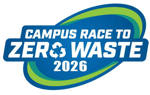 Green and blue Campus Race to Zero Waste 2026 logo