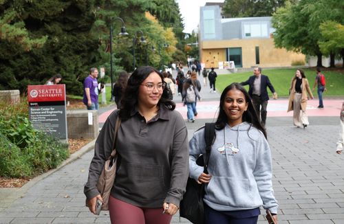 Two students walking