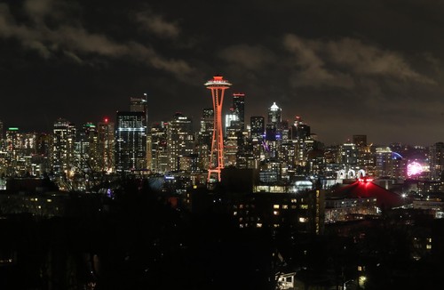 The Space Needle at night