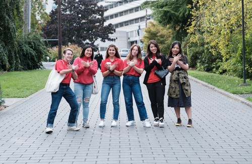International students on campus