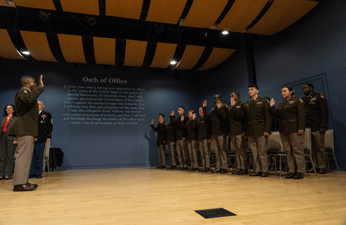 ROTC newly commissioning 2LT taking oath
